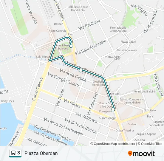 3 Bus Line Map