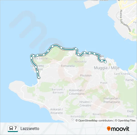 Percorso linea bus 7