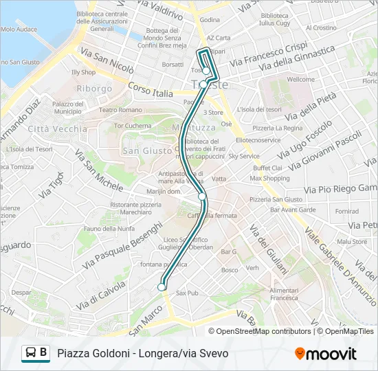 B Bus Line Map