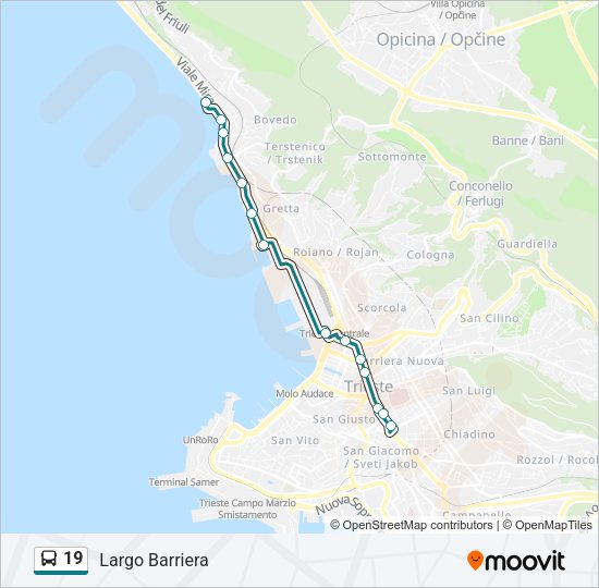 Percorso linea bus 19