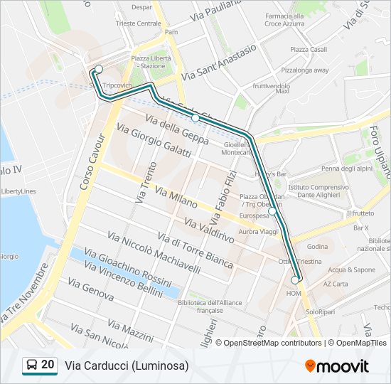 Percorso linea bus 20