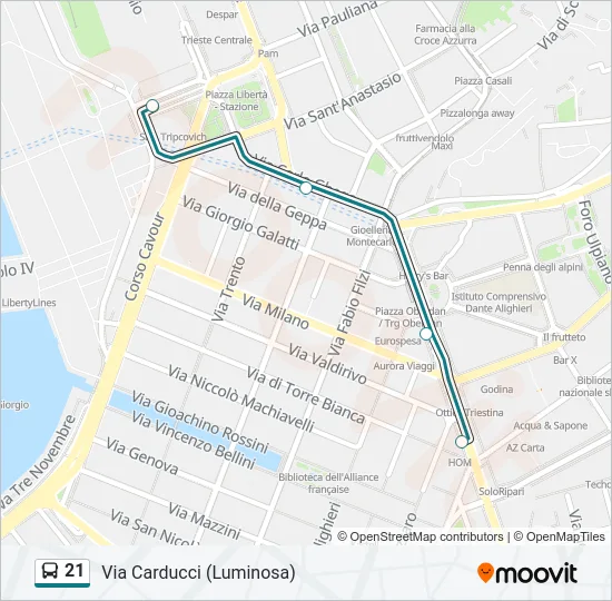 21 Bus Line Map