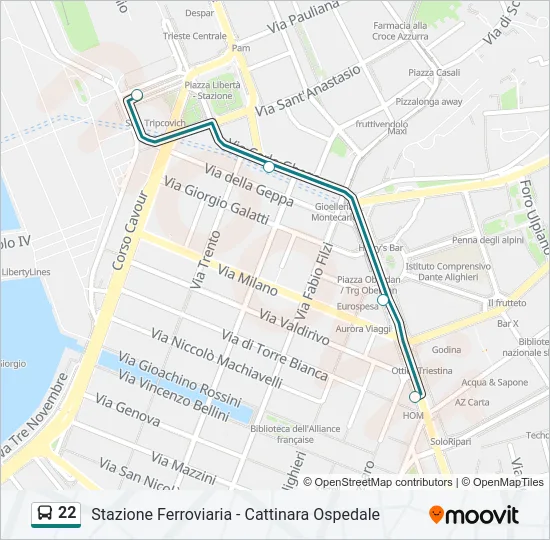 22 Bus Line Map