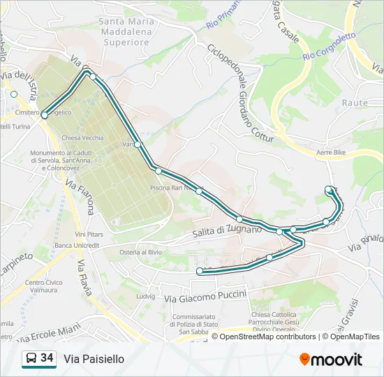 34 Bus Line Map