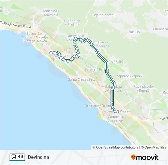 43 Bus Line Map