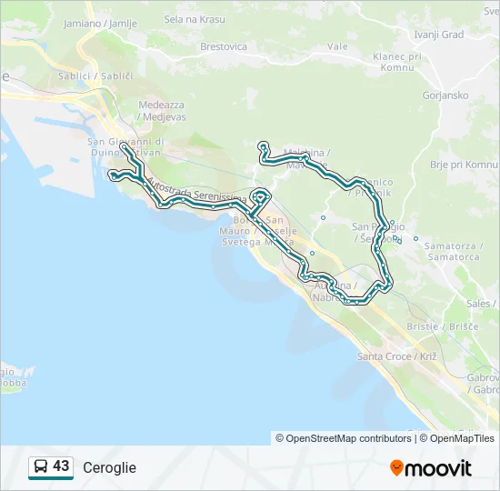43 Bus Line Map