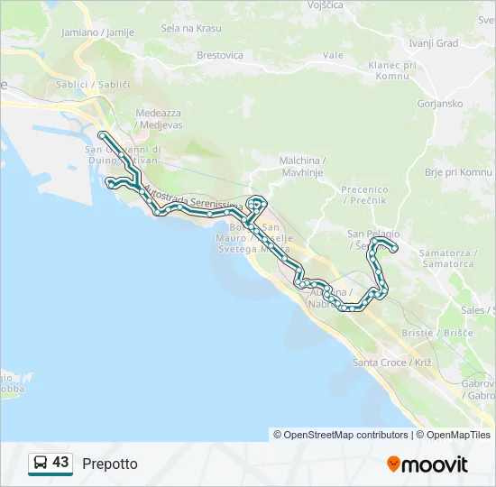 43 Bus Line Map