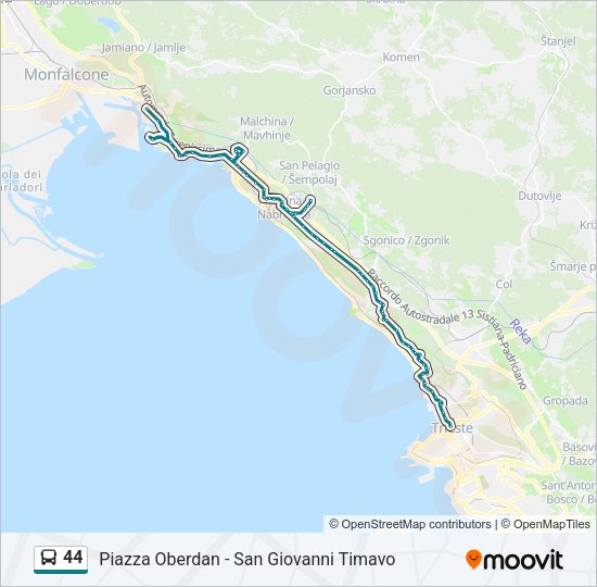 Percorso linea bus 44