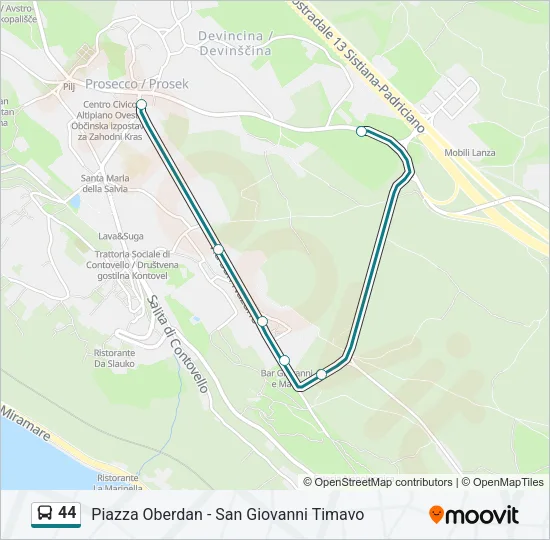 44 Bus Line Map