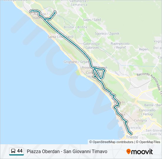 44 bus Line Map