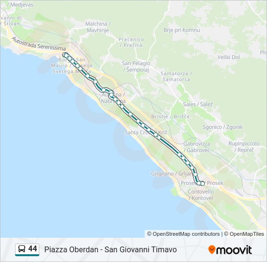 44 bus Line Map