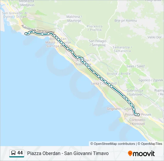 44 Bus Line Map