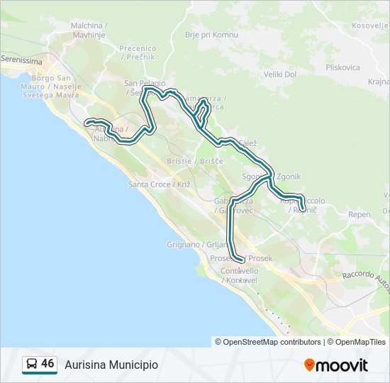 Percorso linea bus 46