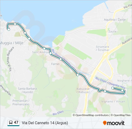 Percorso linea bus 47