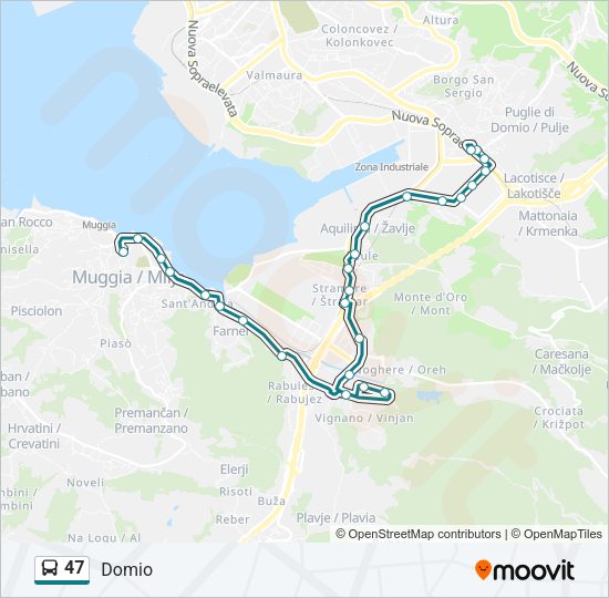 Percorso linea bus 47