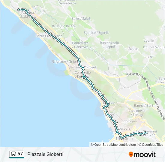 57 Bus Line Map