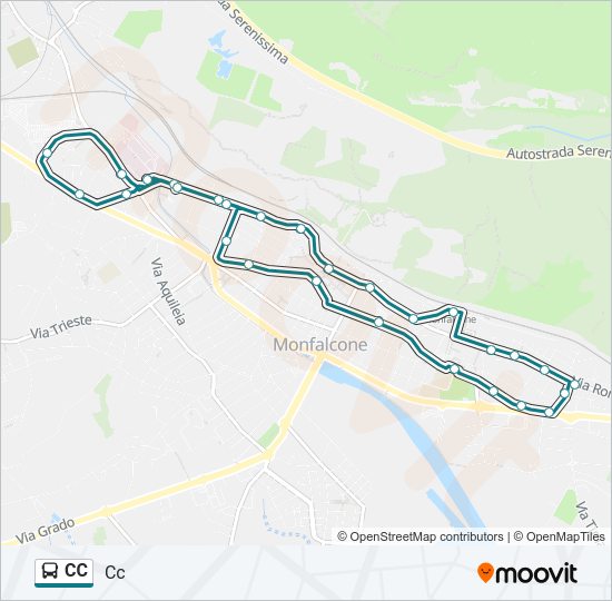 Percorso linea bus CC
