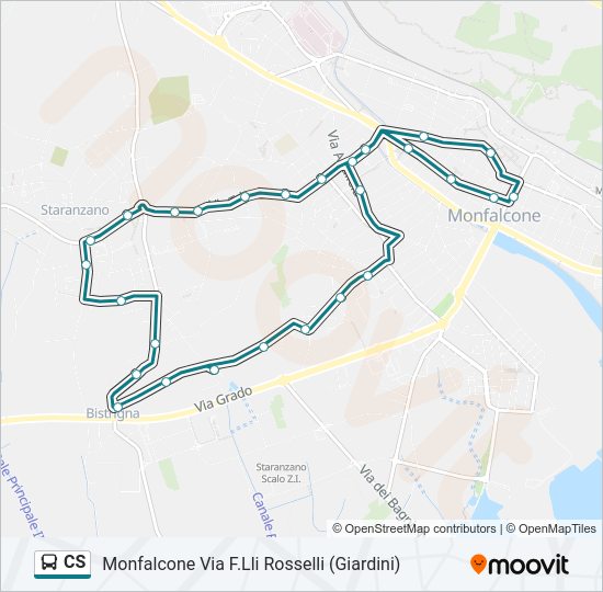 Percorso linea bus CS