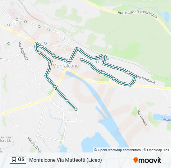 Percorso linea bus GS