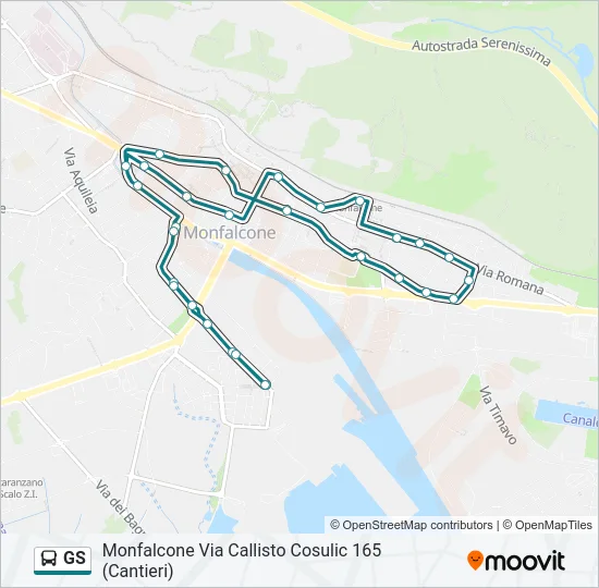 Percorso linea bus GS