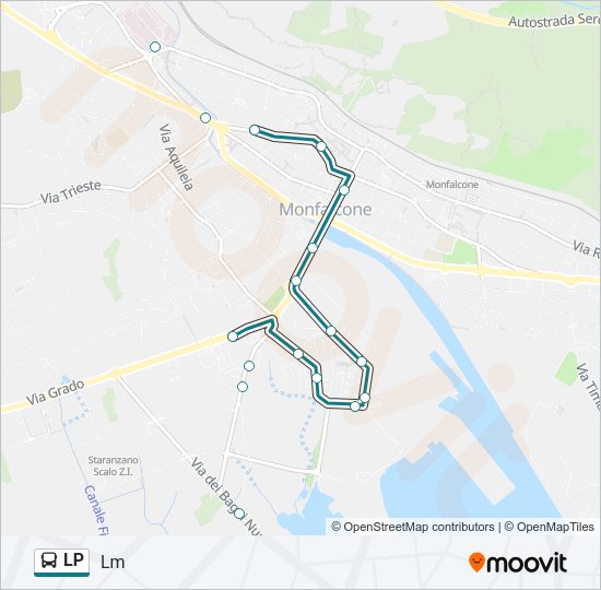 Percorso linea bus LP