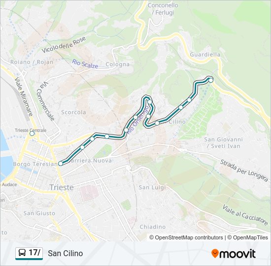 Percorso linea bus 17/