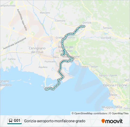 Percorso linea bus G01