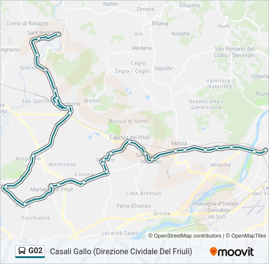 Percorso linea bus G02