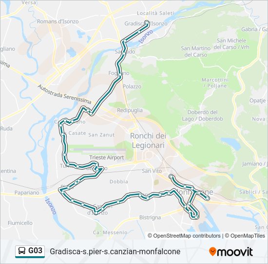 Percorso linea bus G03