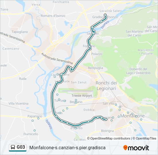 Percorso linea bus G03