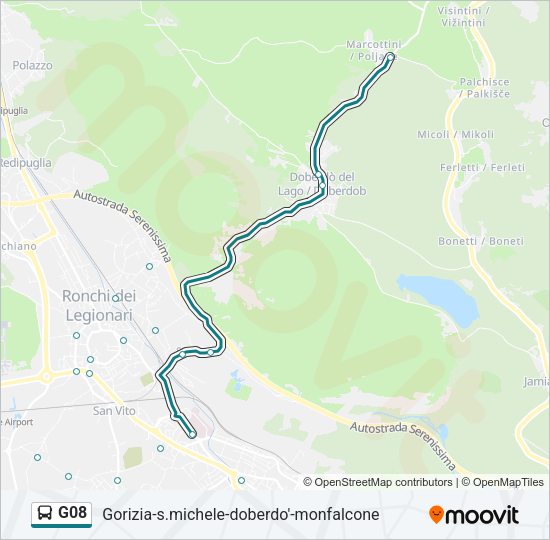 Percorso linea bus G08