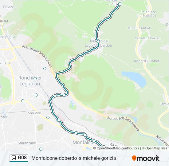 Percorso linea bus G08