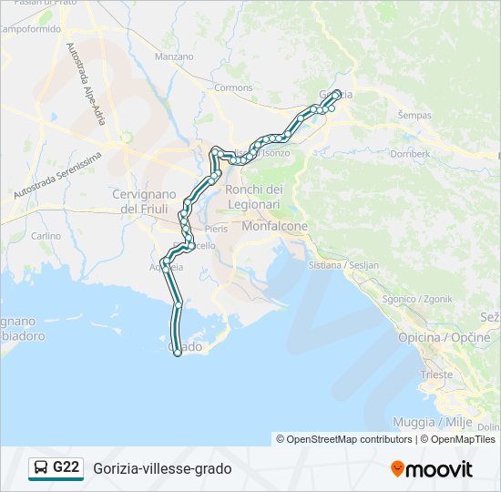 Percorso linea bus G22