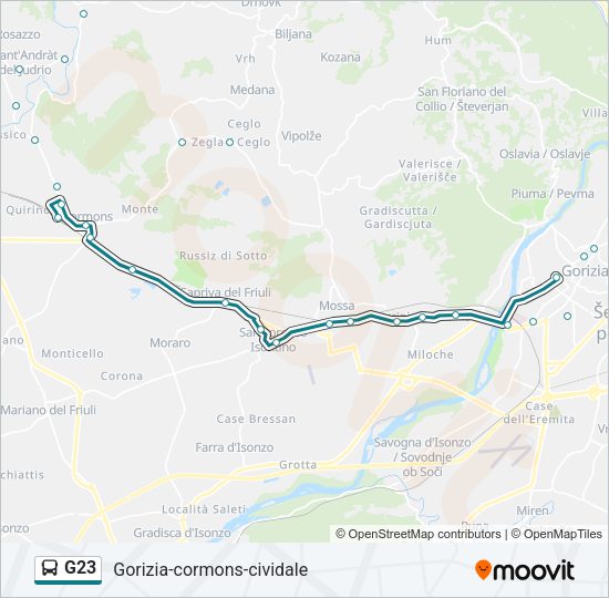 Percorso linea bus G23