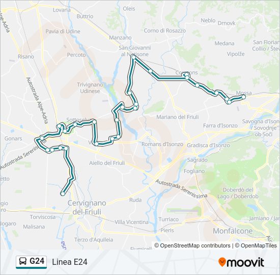 Percorso linea bus G24