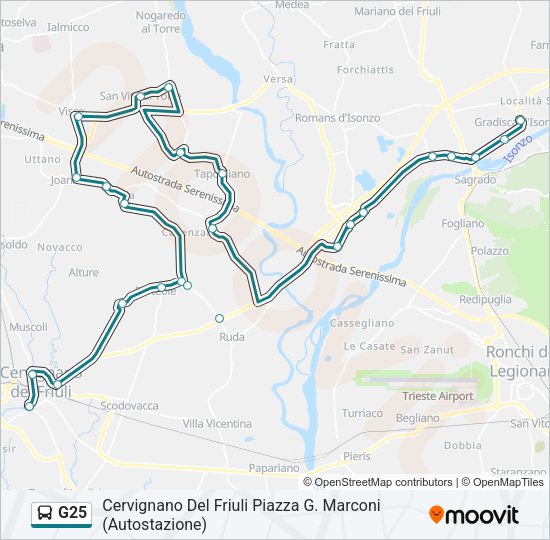 Percorso linea bus G25
