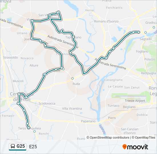 Percorso linea bus G25