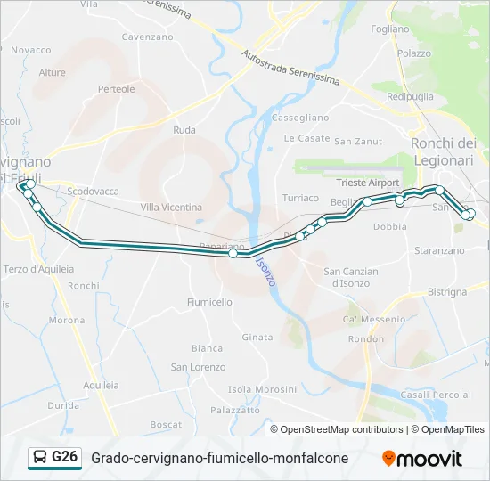 Percorso linea bus G26