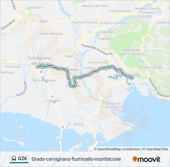 Percorso linea bus G26
