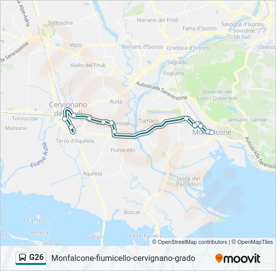 Percorso linea bus G26