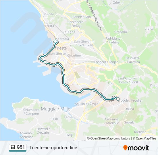Percorso linea bus G51