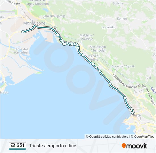 Percorso linea bus G51