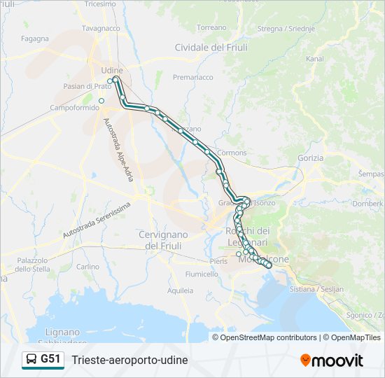 Percorso linea bus G51