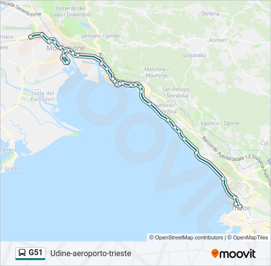 Percorso linea bus G51