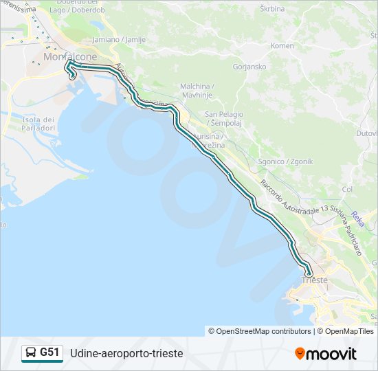 Percorso linea bus G51