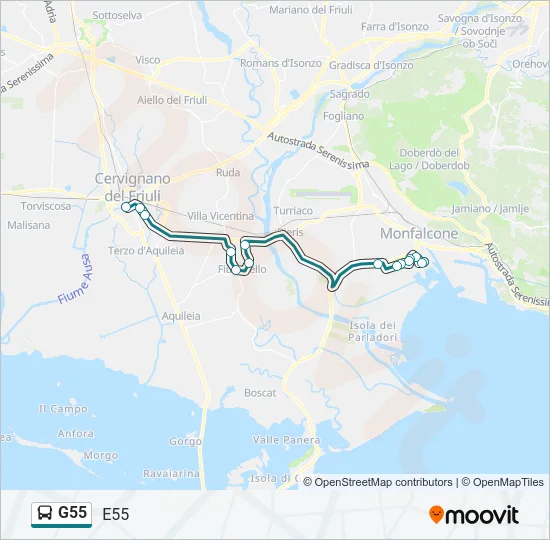G55 Bus Line Map