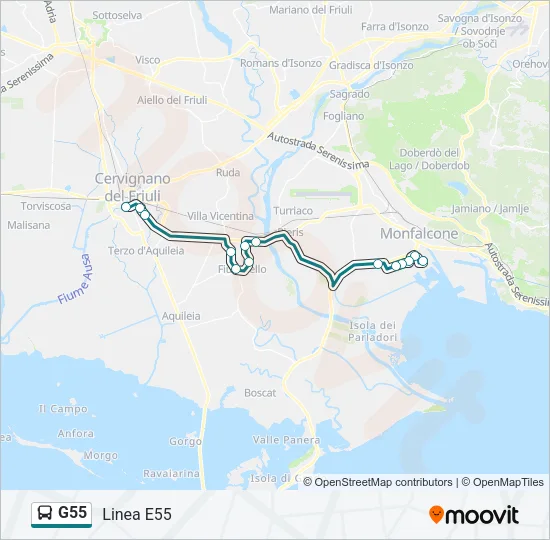 G55 Bus Line Map