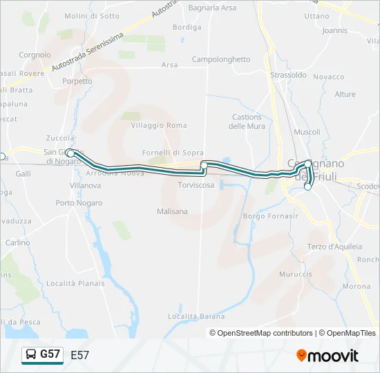 G57 Bus Line Map