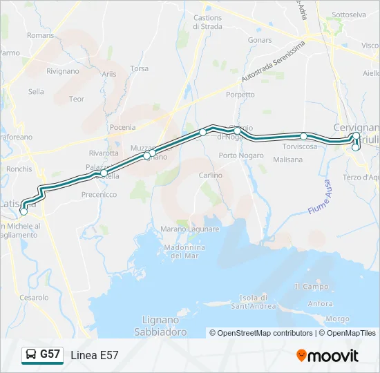 G57 Bus Line Map