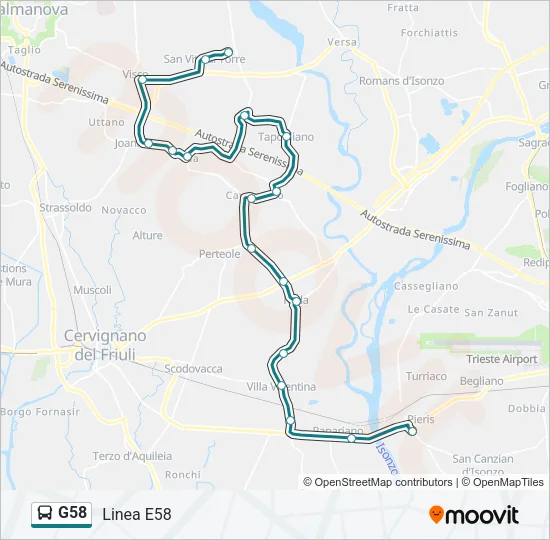 G58 Bus Line Map